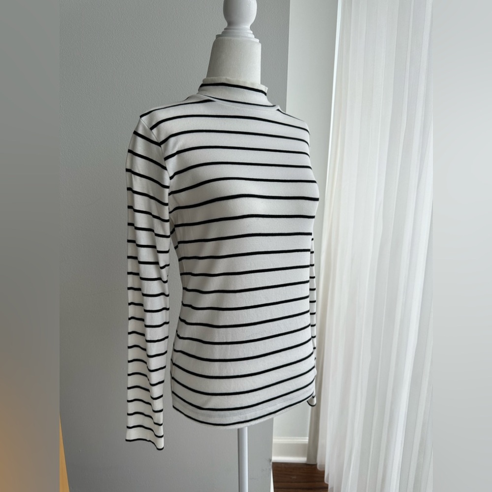 MUJI striped mockneck long sleeve top